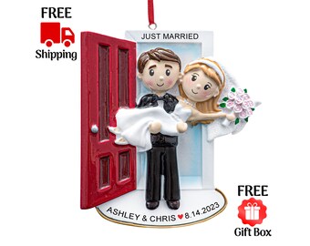 Personalized Just Married Ornament, Custom Our First Christmas Married Ornament 2023, Wedding Couple Threshold, Gift for Newlywed Mr and Mrs