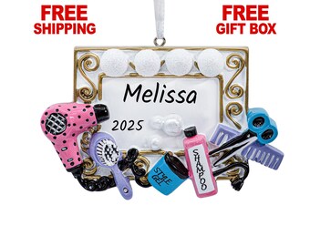 Personalized Hairdresser Ornament 2025, Hair Stylist Christmas Ornament, Hair Salon Ornament, Best Beautician / Hairstylist Custom Xmas Gift