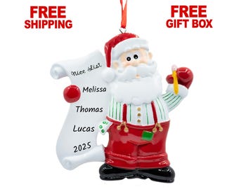 Personalized Santa Christmas Ornament, Santa's Nice List Ornament 2025, Santa Claus Wish List Xmas Tree Ornament, Custom Unique Gift