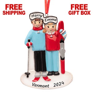 Personalized Ski Couple Ornament 2024, Our First Christmas ...
