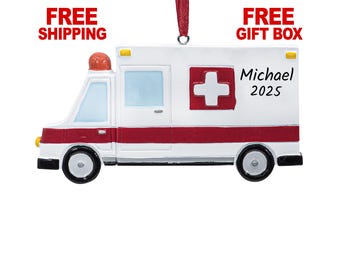 Personalized Ambulance Christmas Ornament 2025, Ambulance Driver First Responder Ornament, Custom Xmas Gift for EMT EMS Paramedic Nurse