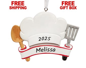 Personalized Chef Christmas Ornament 2025, Best Cook Ornament, Baking- Cooking Ornament, Chef Hat Ornament