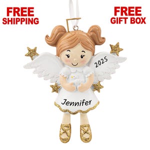 Personalized Angel with Dove Christmas Ornament, Memorial Remembrance Sympathy Keepsake Gift, Loss of Loved One, in Heaven Ornament 2025