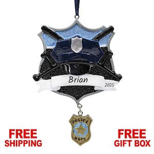 Personalized Police Ornament 2025, Policeman Christmas Ornament, Police Shield & Badge Ornament, Police Officer / Cop Ornament, Xmas Gift