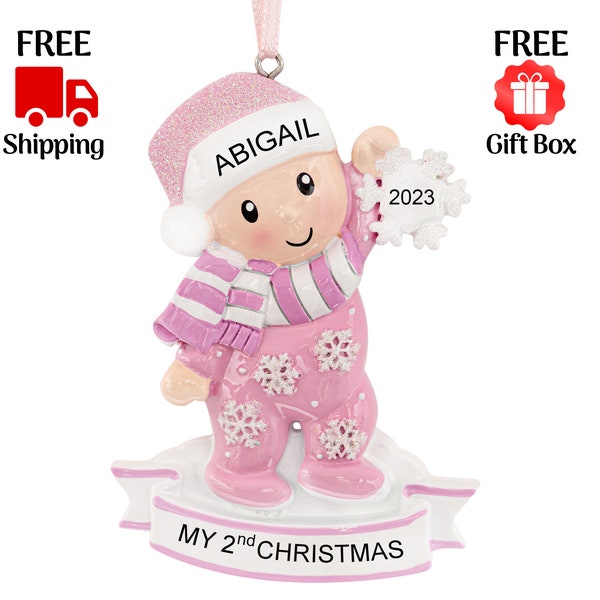 Second Baby Girl Christmas Ornament Etsy