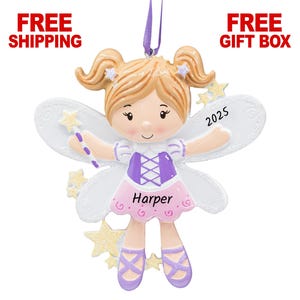 Personalized Fairy Christmas Ornament, Magical Flying Pixie Ornament 2025, Fairy Princess with Wings Xmas Tree Decoration, Custom Xmas Gift