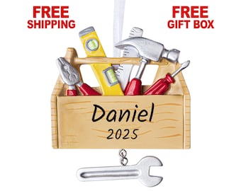 Personalized Tool Box Ornament, Tool Chest Christmas Ornament 2025, Toolbox Tool Set Ornament, Gift for Carpenter Contractor Handyman