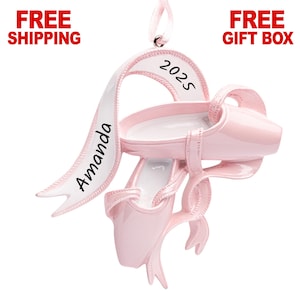 Personalized Ballet Christmas Ornament 2025, Ballerina Slippers - Ballet Dancer Pointe Shoes Ornament, Xmas Gift for Little Girls & Kids