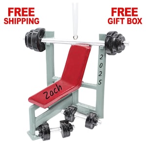 Personalized Workout Ornament, Bench Barbell & Dumbbell Christmas Ornament 2025, Gym Training Weightlifting Fitness Weightlifter Gift