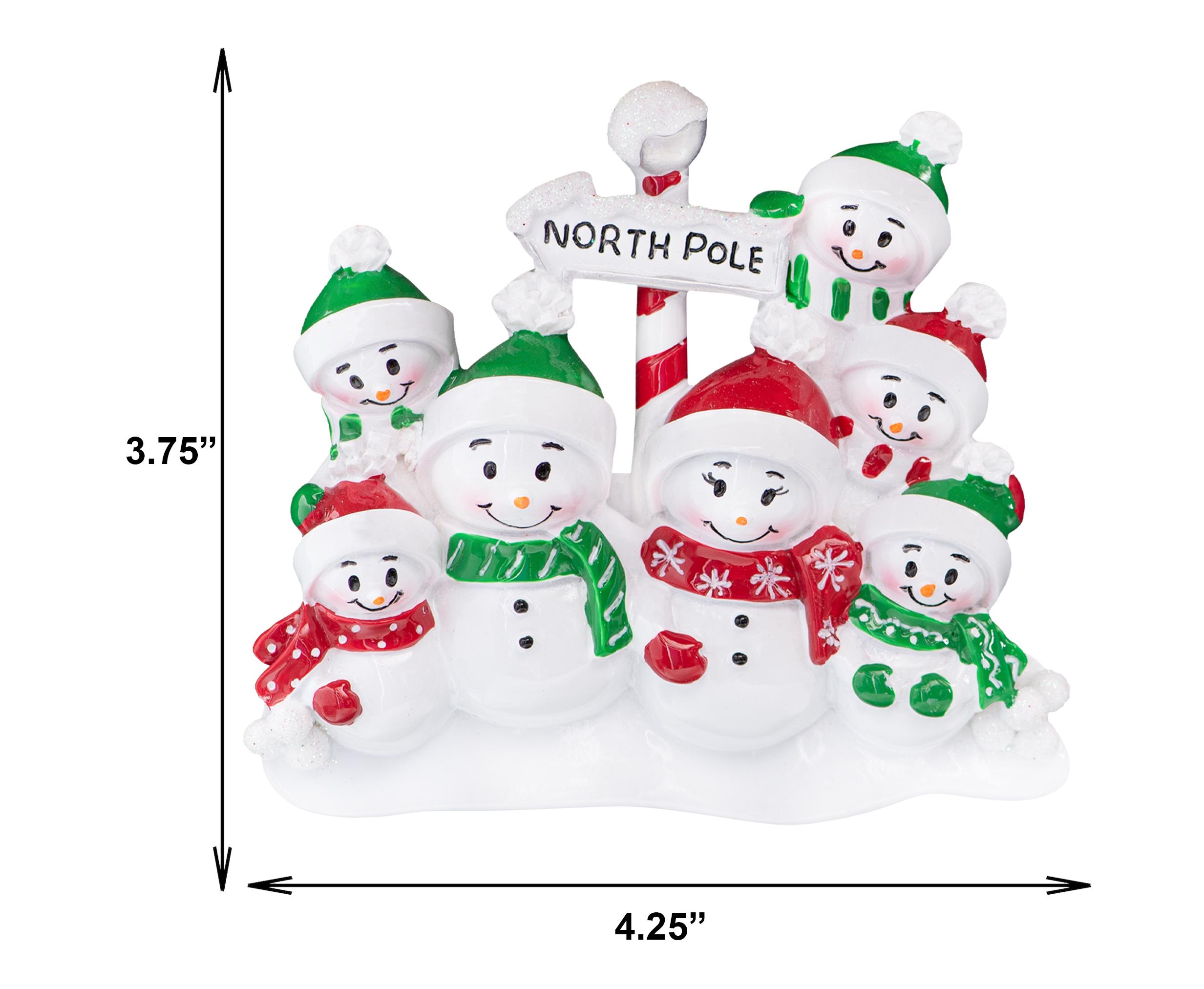 Personalized Snowman Family of 7 Ornament 2025, Customized North Pole ...