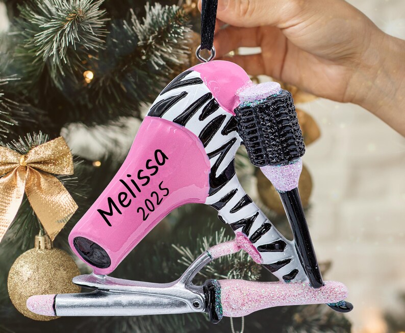 Personalized Hairdresser Ornament 2025, Hairstyling Kit Christmas Ornament, Hair Stylist Ornament, Hair Dresser / Hairstylist Custom Gift image 4