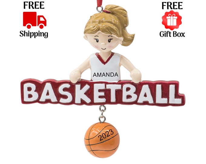 Personalized Basketball Girl Ornament, Female Basketball Player