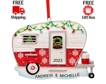 Personalized RV Ornament 2023, Pop Up Christmas Camper Travel Trailer Camping Van Decoration, Custom Motorhome Vacation Keepsake Gift