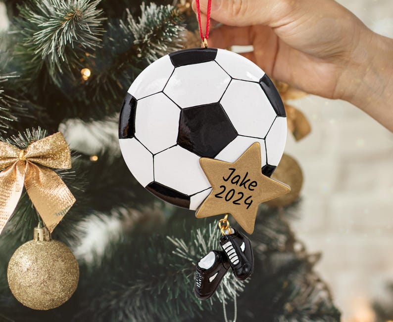 Personalized Soccer Ornament 2024, Soccer Cleats With Star Christmas