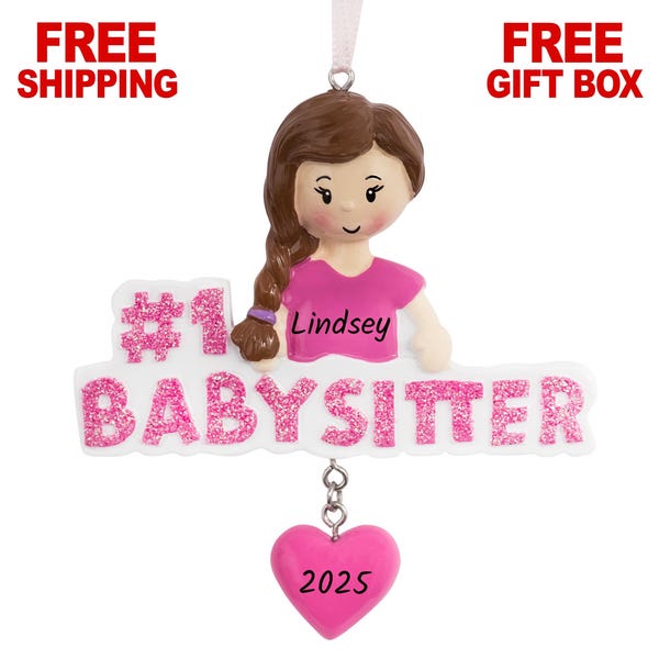 Personalized Babysitter Ornament, Best Babysitter Christmas Ornament 2025, Number 1 Babysitter Custom Xmas Gift