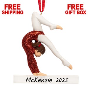 Personalized Gymnastics Girl Ornament, Female Gymnast Christmas Ornament 2025, Tumbling Girl Handstand on Balance Beam, Custom Xmas Gift