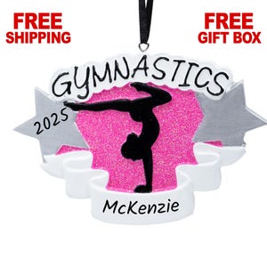 Personalized Gymnastics Girl Ornament, Female Gymnast Christmas Ornament 2025, Handstand Silhouette Tumbling Girl, Custom Xmas Gift