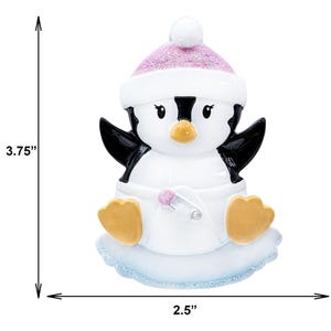 Baby's First Christmas Ornament, Personalized Baby Girl Ornament Penguin 2025, Custom New Baby Newborn Daughter Grandbaby 1st Year Xmas Gift image 3