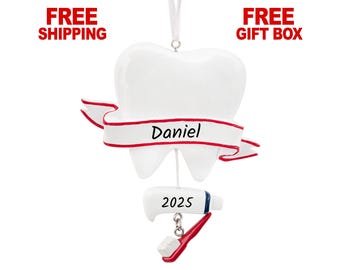 Personalized Dentist Ornament 2025, Custom Dental Hygienist Christmas Ornament, Best Dentist-Assistant Keepsake Gift for Xmas Tree