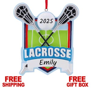 Personalized Lacrosse Christmas Ornament, LAX Stick & Ball Xmas Ornament for Girl Boy, Custom La-Crosse Player Coach Goalie Gift 2025
