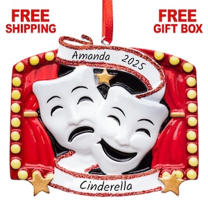Personalized Theater Christmas Ornament , Drama Comedy Theater Ornament Christmas 2025 , Comedy Mask Custom Xmas Gift 2023