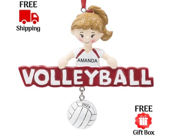 Personalized Volleyball Girl Ornament 2023, Female Volleyball Player Christmas Ornament with Jersey, Custom Xmas Gift for Volleyball Lover