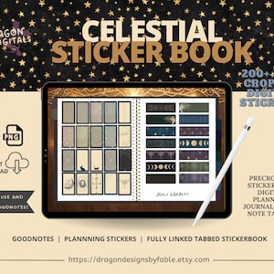 Celestial Sticker Book | Digital Stickers | Hyperlinked Goodnotes Notebook | Instant Download