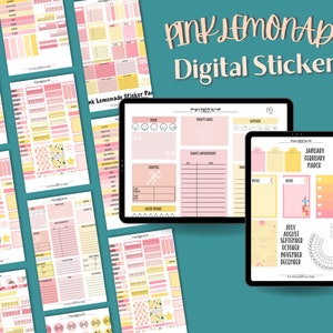 Pink Lemonade Digital sticker set | Digital sticker set | Goodnotes Instant Download