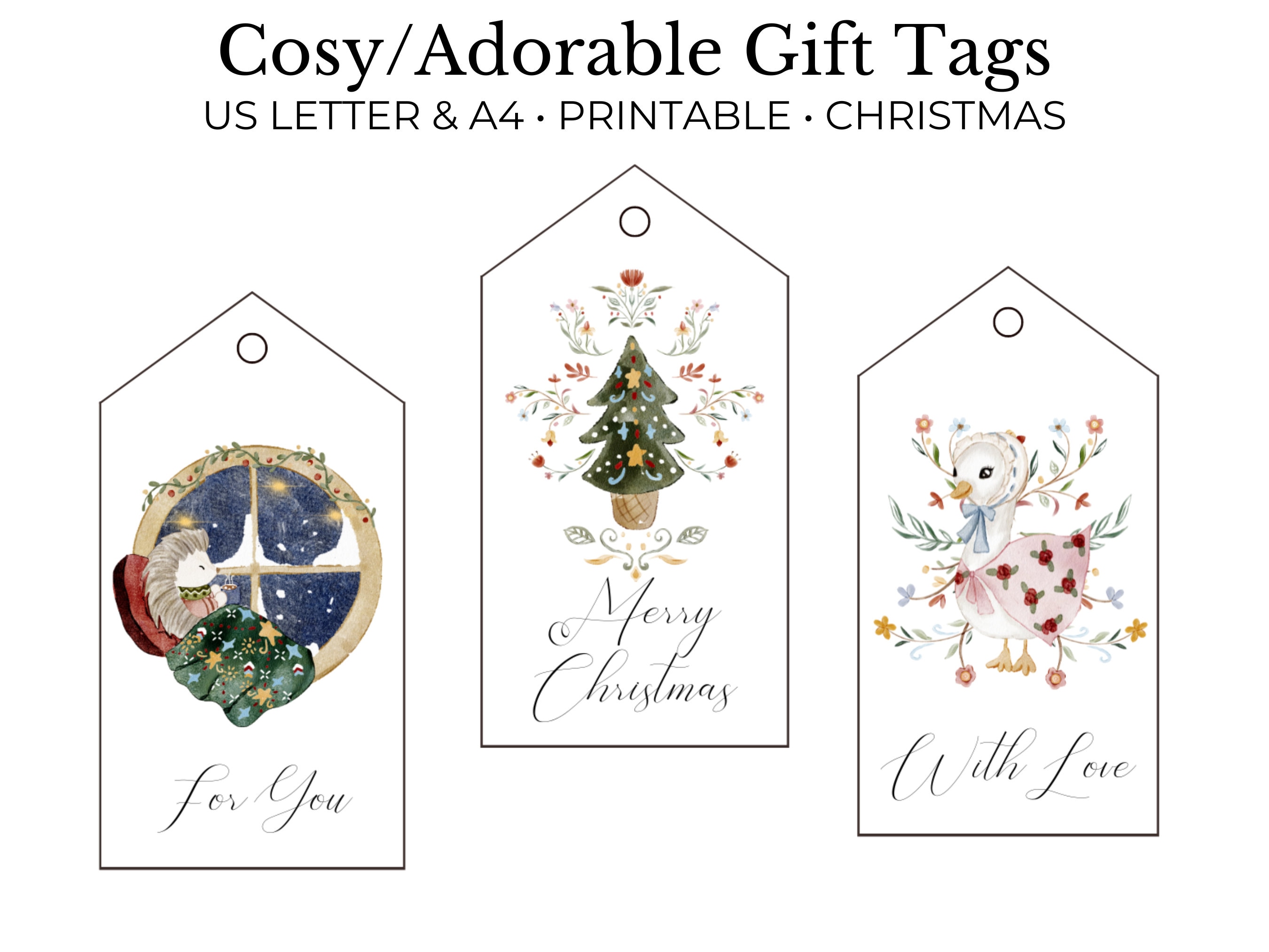 Cosy/adorable Gift Tags Printable Christmas Gift Tags - Etsy