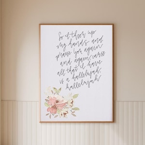 Gratitud Brandon Lake Letra de la canción Arte floral moderno Pintura pintada a mano Decoración cristiana para el hogar Arte para la sala de estar