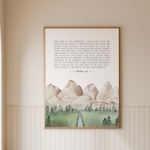 Christian Wall Art Psalm 23 Painting Print Vintage Bible Verse Art The Lord Is My Shepherd Scripture Christian Living Room Art