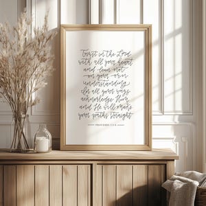 Vintage Bible Verse Wall Art Trust In The Lord Print Proverbs 3:5-6 Scripture Christian Graduation Gift Christian Living Room Art