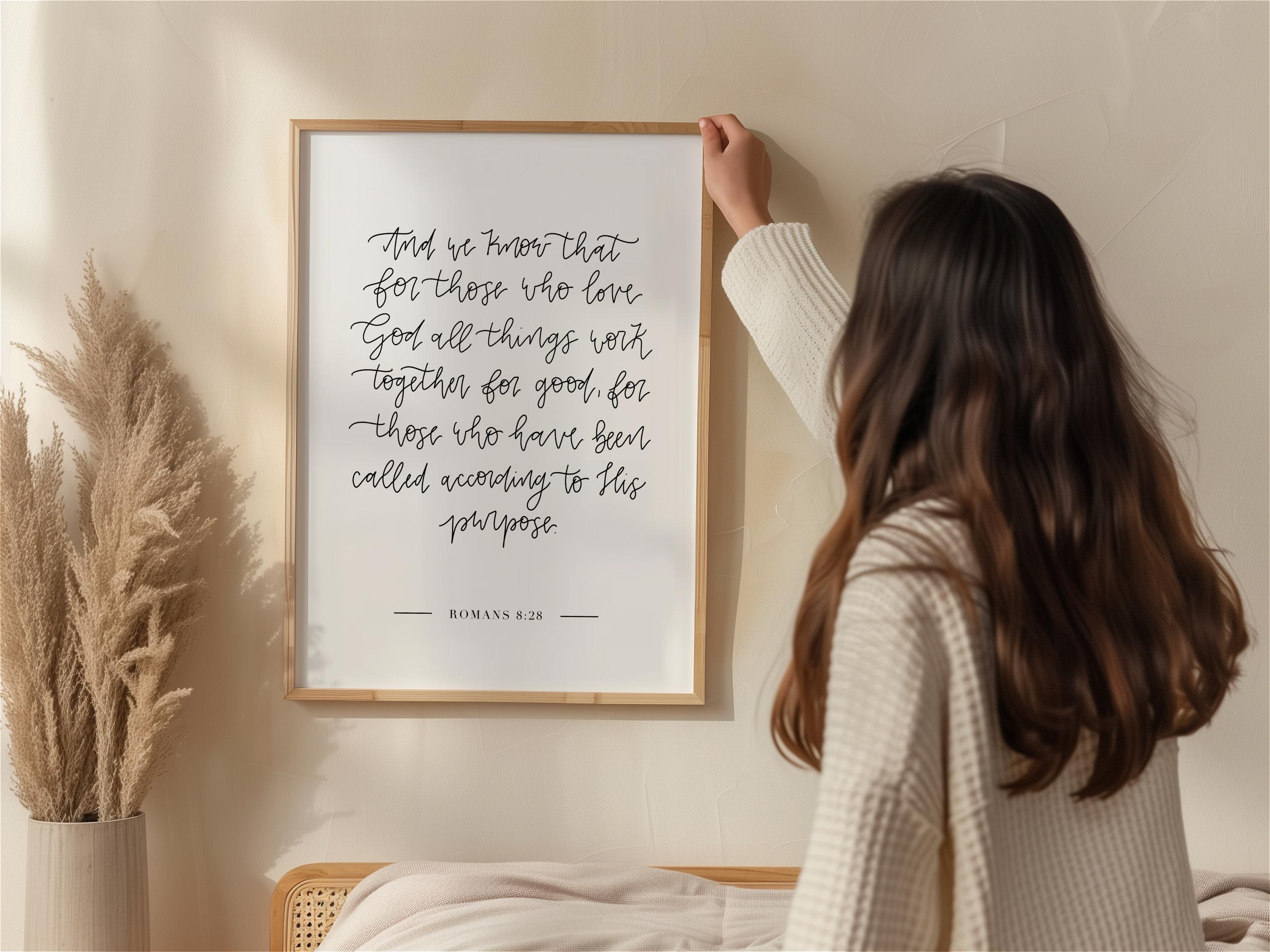 Romans chapter 8 bible verse vintage print god works for our good