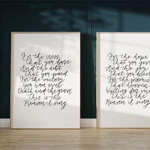 Set Of Two Reason I Sing Phil Wickham Worship Music Lyrics Modern Minimalist Christian Wall Art Print | Physical Poster Prints