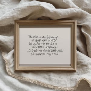 Christian Wall Art Print Psalm 23 Bible Verse Gallery Wall The Lord is my Shepherd Christian Living Room Art