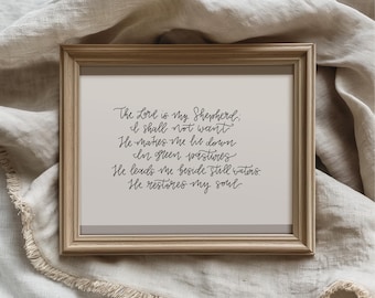 Christian Wall Art Print Psalm 23 Bible Verse Gallery Wall The Lord is my Shepherd Christian Living Room Art
