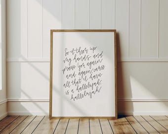 Gratitude Song Lyrics Print Brandon Lake Wall Art All That I Have Is A Hallelujah Christian Home Decor Living Room Art