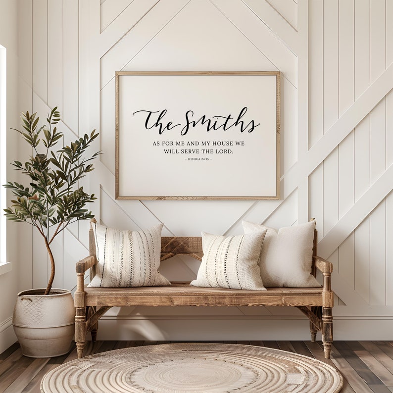 Personalized Christian Wall Art Mailed Print Custom Christian Wedding Gift Joshua 24:15 Bible Verse Wall Art As For Me And My House Sign