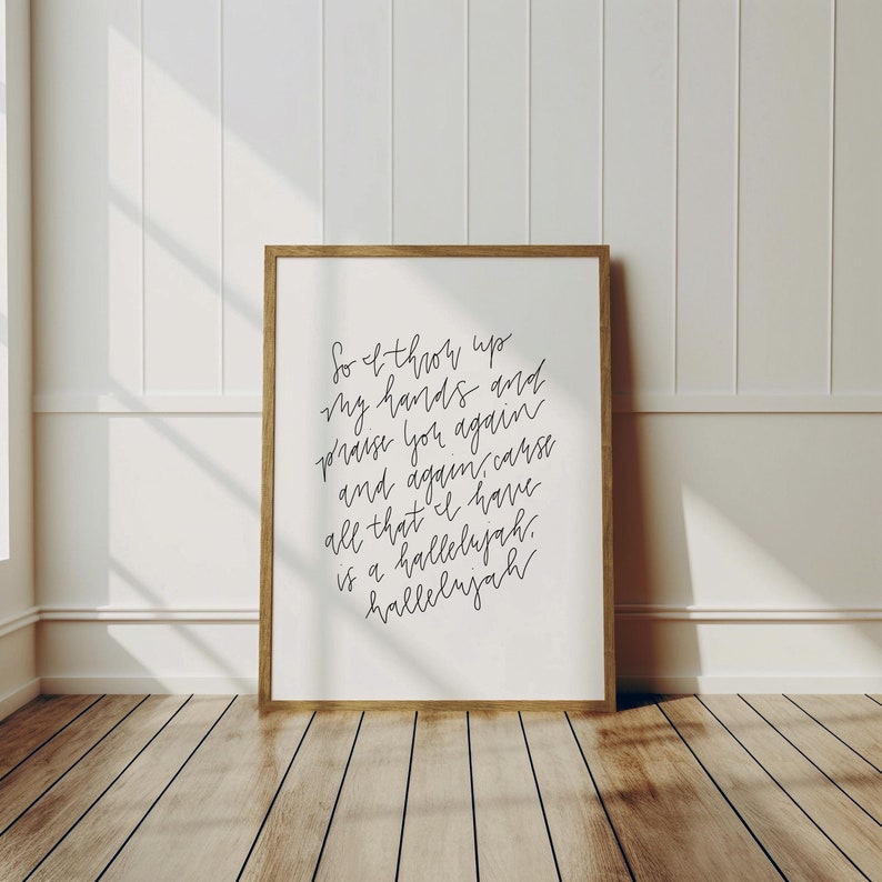 Gratitude Song Lyrics Mailed Print | Brandon Lake Music Wall Art | So I Throw Up My Hands | Christian Home Decor | Physical Paper Poster