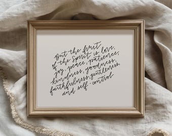 Fruits Of The Spirit Bible Verse Wall Print Galatians 5:22-23 Christian Modern Art Christian Home Decor Kitchen Art