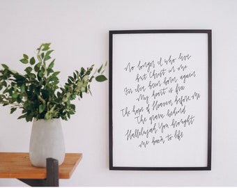 Back To Life Bethel Lyrics Modern Hand Lettered Wall Art Print | Minimalist Christian | Digital Download | Various JPEG Size Files