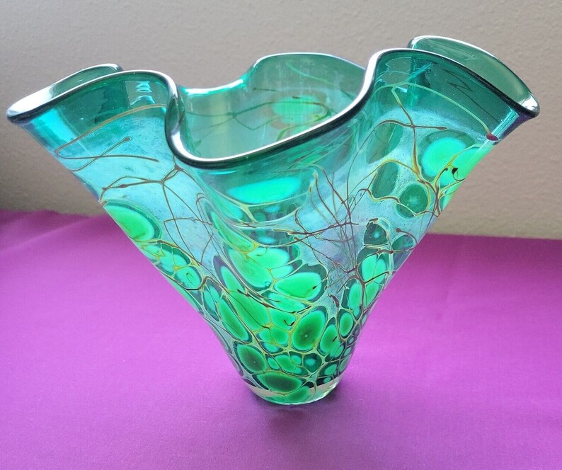 Paul Bendzunas Signed Studio Art Glass Hand Blown Green Etsy