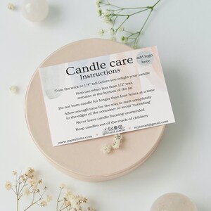 Candle Care Instructions | Thank You Template | Canva | Minimalistic | Digital Template | Postcard Size | Simple Candle Care Card | Business