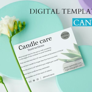 Candle Care Card Template | Minimalistic | Candle Care Instructions | Thank You Card | Digital Templates | Business Inserts | Edit On Canva
