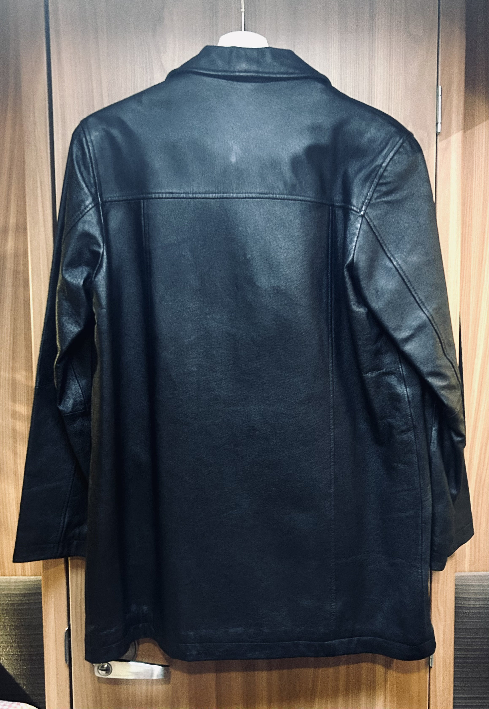 Veste blouson en cuir marron zip vintage France années 70 - Friperie en