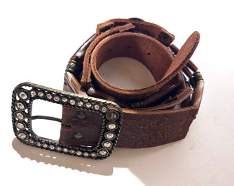 River Island Vintage Leather Belt - 1980s - White - M -XL  display picture 1