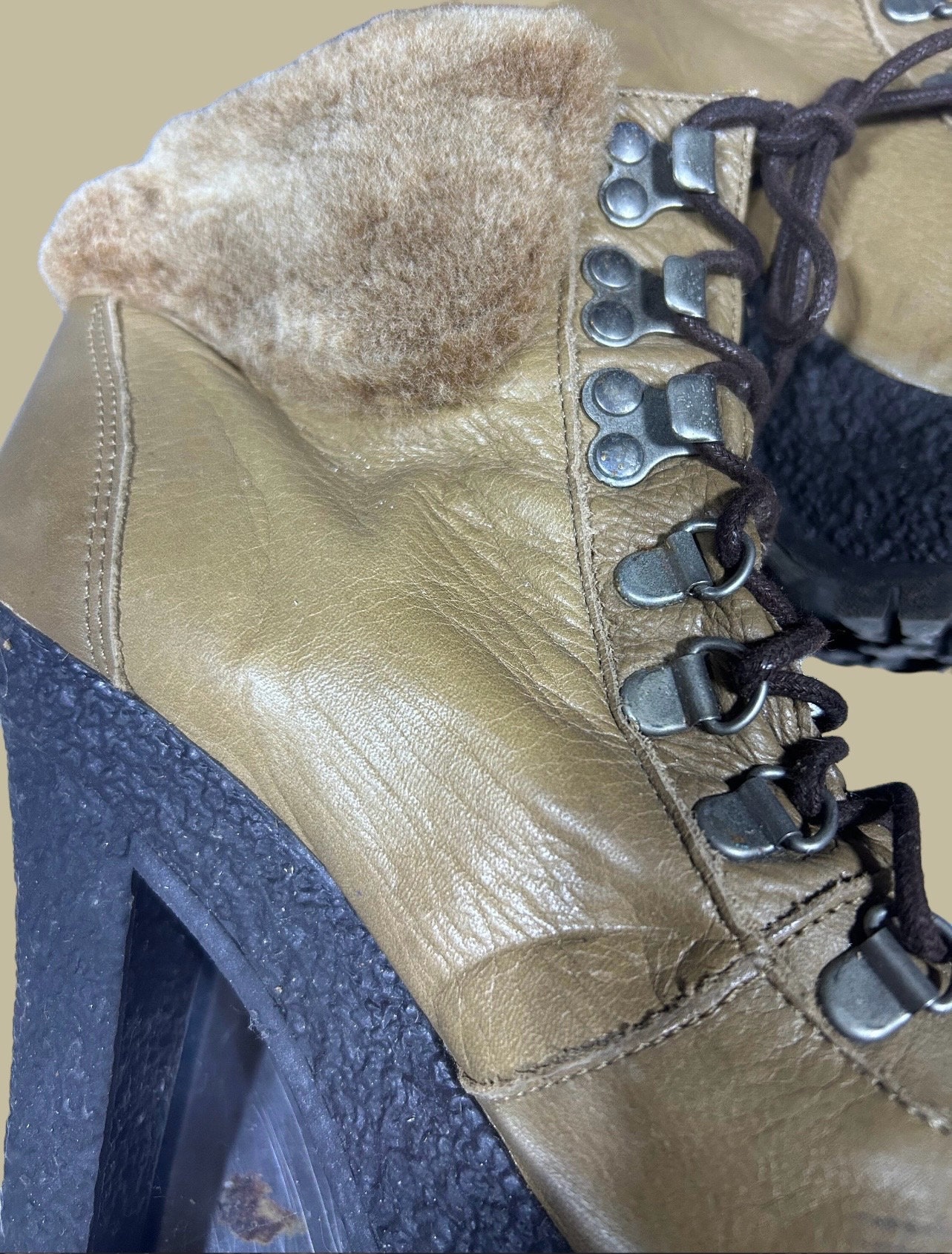 Vintage 1970s retro leather platform boots by Topshop