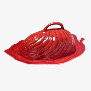 Vintage butter Dish Carlton ware Australian Design in immaculate condition deep terracotta hand painted made in the UK