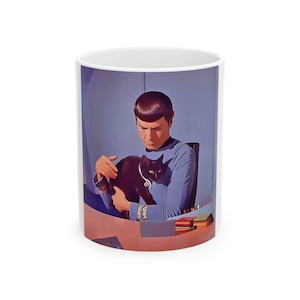 Spock Holding Black Cat Mug | Ceramic Mug