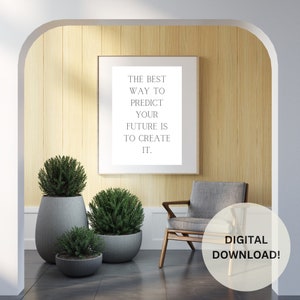 Motivational quotes to frame | Wall Digital Prints | The best way to predict your future is to create it quote | Digital download Prints |